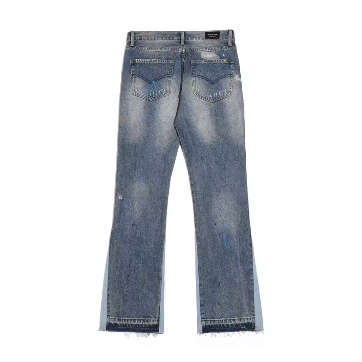 Art-Distressed Patchwork Flared Jeans