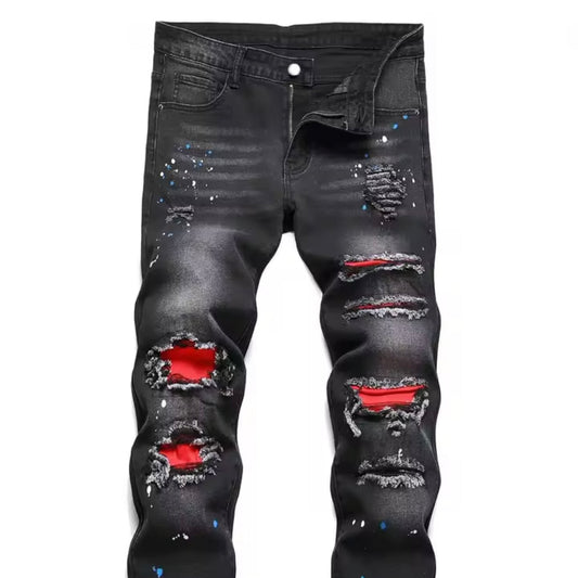 Men’s Distressed Black Slim Fit Jeans