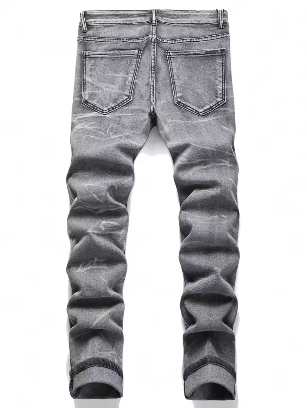 Men’s Grey Destroyed Slim Fit Jeans