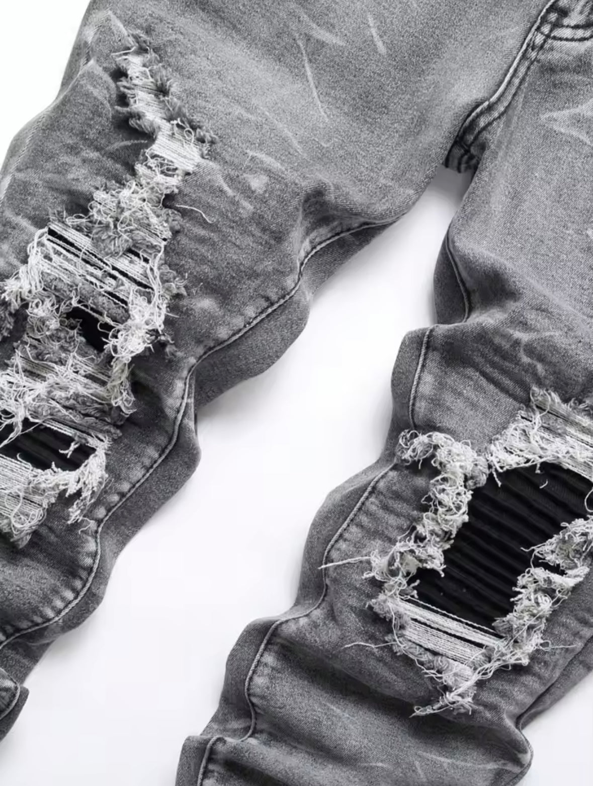Men’s Grey Destroyed Slim Fit Jeans