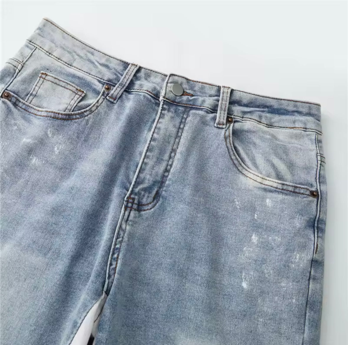 Light Wash Distressed Flared Jeans