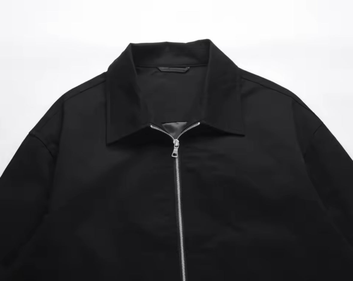 Minimalist Black Zip-Up Jacket