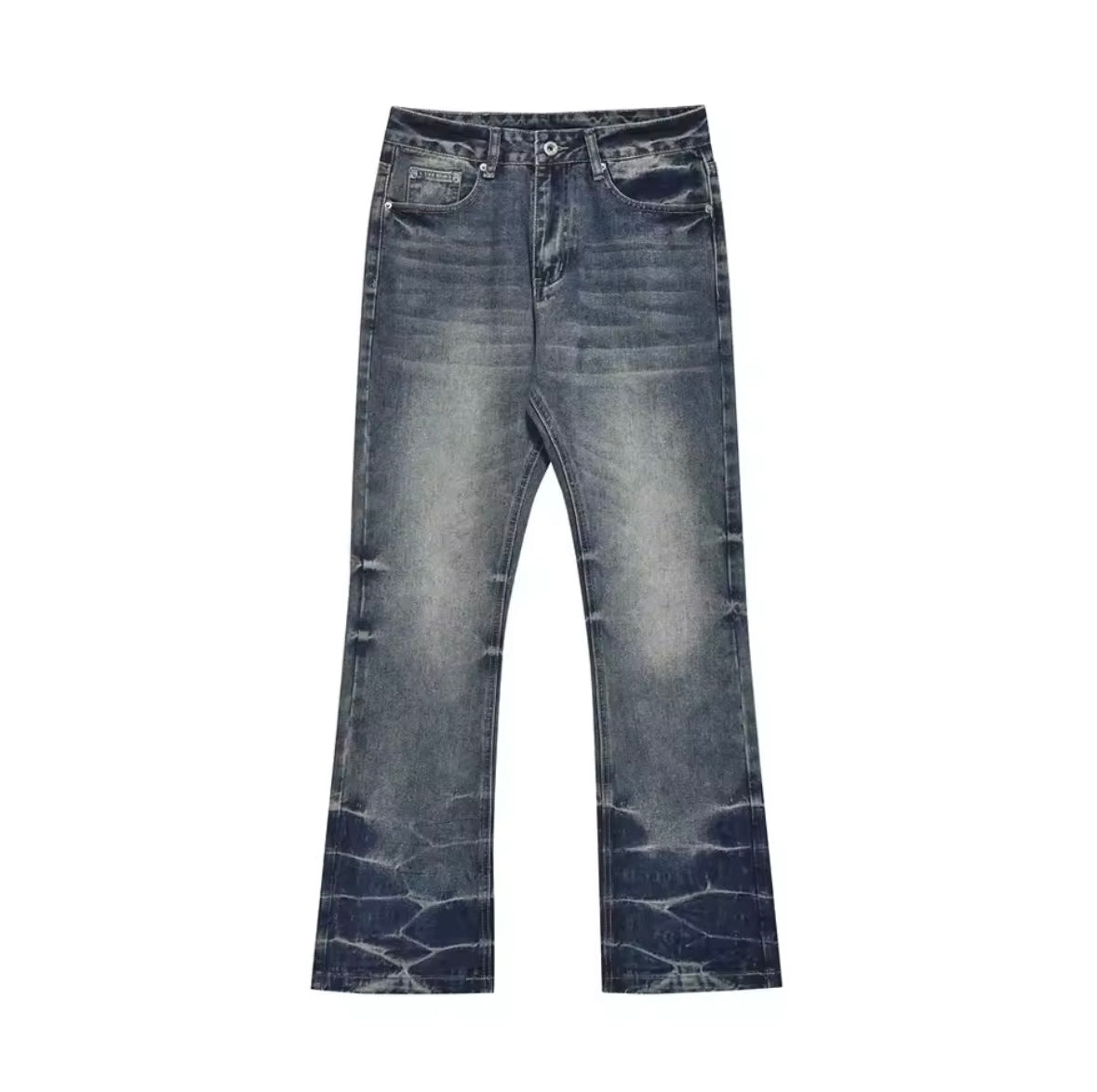 Washed Pattern Flared Jeans