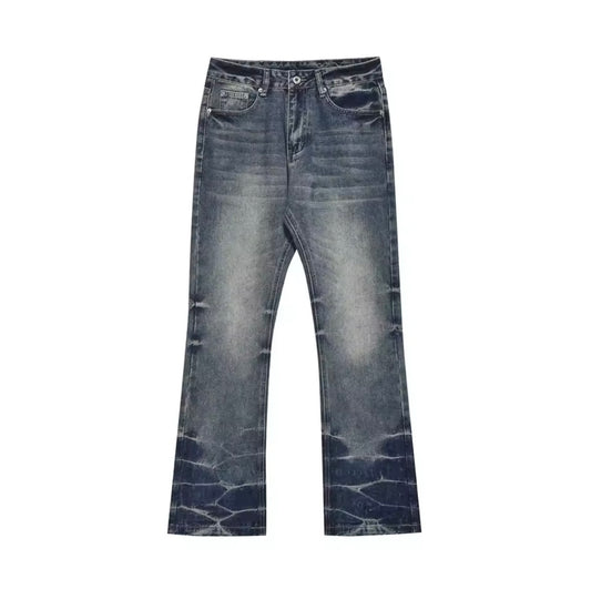 Washed Pattern Flared Jeans